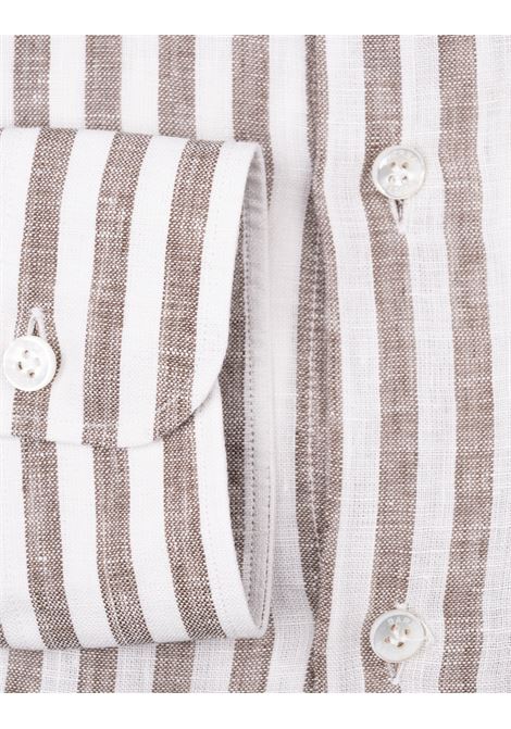 Camicia Culto In Lino a Righe Beige BARBA | K1U13P01470650004